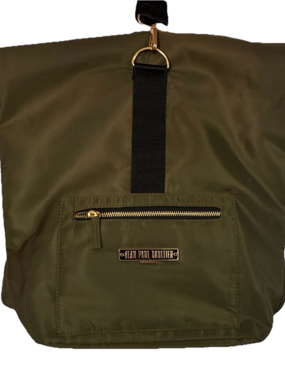 Jean Paul Gaultier Olive Green Duffel/ Yoga Backpack Bag w/Gold Hardware 17x15”